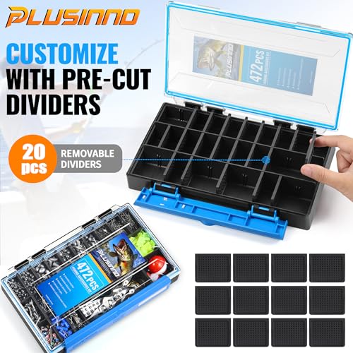 472PCS Fishing Accessories Kit Waterproof Tackle Box with Tackle - Fishing Gifts for Men - Hooks, Weights, Pliers, Fishing Gear