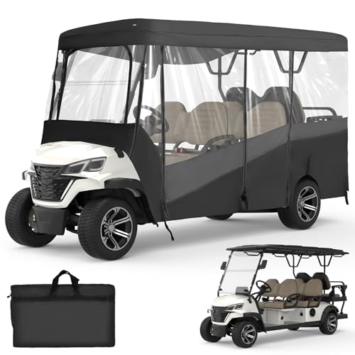 KEMIMOTO 6-Passenger Golf Cart Enclosure Rain Cover with Roll-Up Windows - Fits 119”L