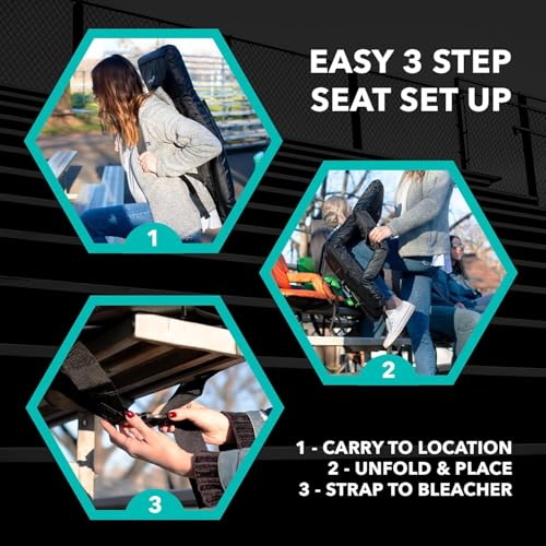Extra Wide Stadium Seats with Back Support - 25-Inch Foldable Waterproof Sport Chairs - Grey, 2 Pack