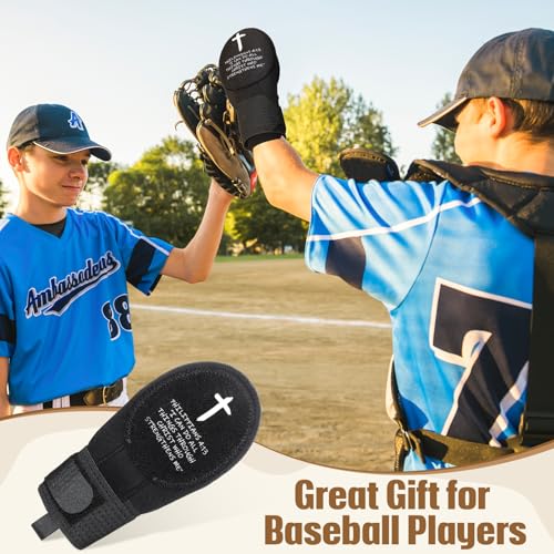 Youth Religious Baseball Sliding Mitt - Medium Size, Cross & Faith Design, Adjustable Wrist Guard