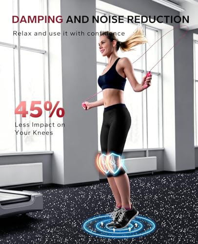 Interlocking Gym Floor Tiles - 6 Black Rubber & EVA Foam Exercise Mats, 24 Sq Ft
