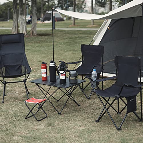 Damei Century Black Portable Folding Camping Chair 4-Pack Lightweight Outdoor Seat