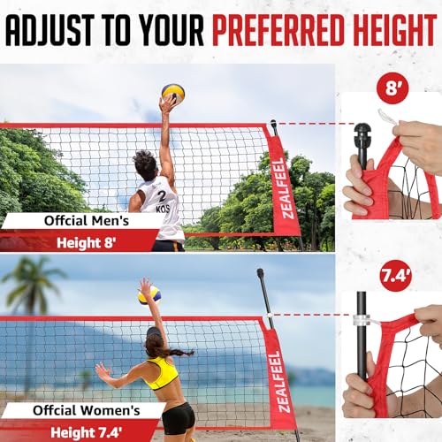 12 Ft Portable Volleyball Net Set with Adjustable Height, Poles, & Accessories