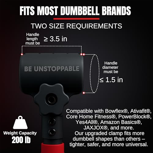S BAR Dumbbell to Barbell Converter Set - Adjustable 200 lb Capacity, Steel Clamp for Home Gym