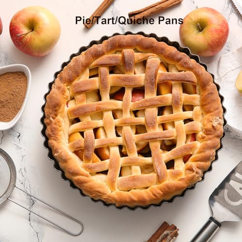 11 & 9 Inch Round Tart Pans with 2Pcs 4'' Mini Pans. Removable