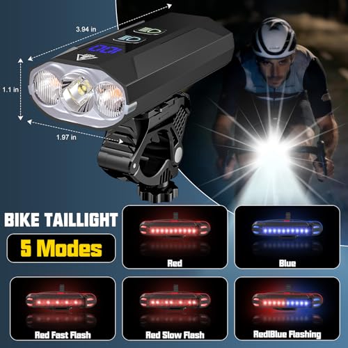 Bike Light Set 8000 Lumens Headlight & Taillight for Night Cycling