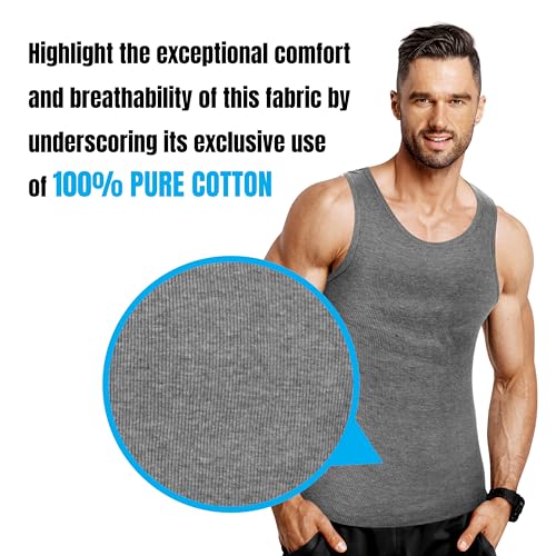 XX-Large Men's Tank Top Undershirts 6-Pack Cotton Sleeveless Ribbed A-Shirts