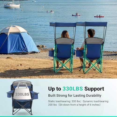 Overmont 2-Pack Camping Chairs with Canopy Shade - Classic Canopy / 2 - Supports 330 lbs