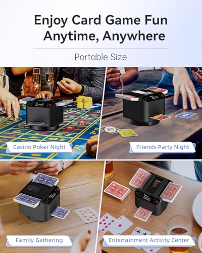 XPAW Black 2-in-1 Automatic Card Shuffler & Dealer for Poker & Casino Games