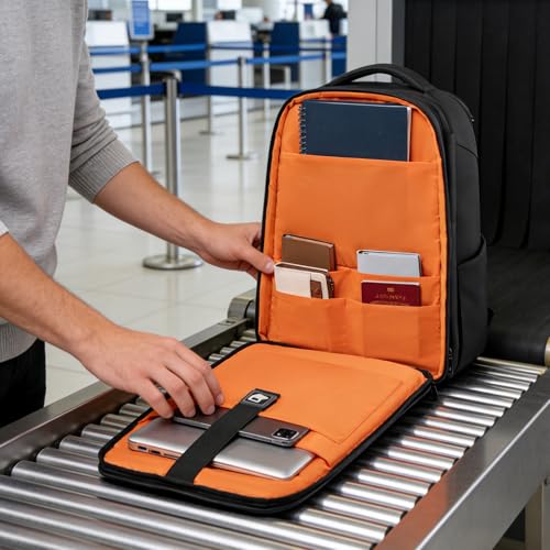Black Expandable Travel Backpack with USB Charging Port & 17 Inch Laptop Compartment - Large