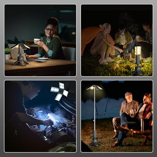 Rechargeable Telescopic Camping Lantern 6000LM Waterproof & Portable Power Supply - Gray, 3.6Ft