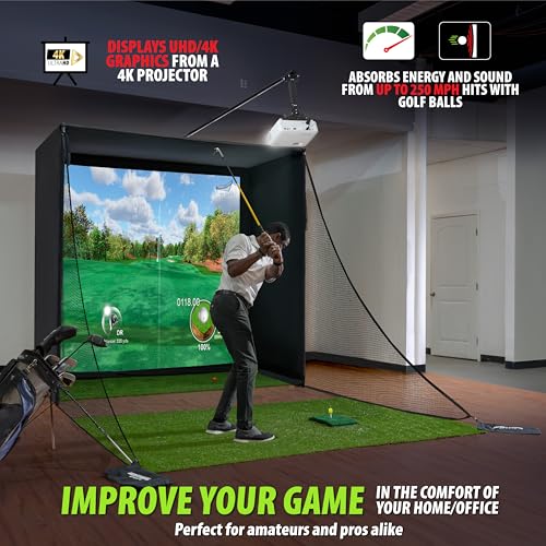 Golf Simulator Enclosure 11 x 8'4 x 5 ft Impact Screen Projector Mount Indoor Practice