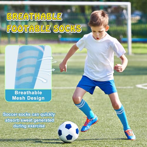 Kids Soccer Knee High Tube Socks 4-8 Years 10 Pairs Colorful Football Athletic Socks for Boys & Girls