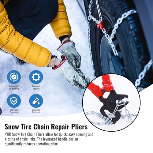 YHK 23-Inch Snow Tire Chain Repair Pliers, Heavy-Duty Chain Opening & Closing Tool