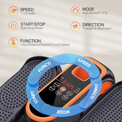 Orange Under Desk Elliptical Machine with Remote Control and 12 Adjustable Speeds