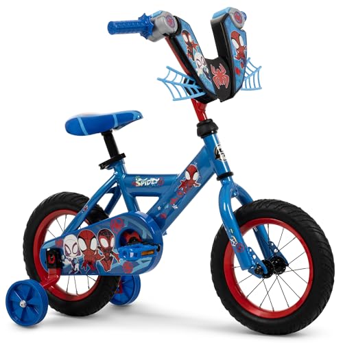 Kids Blue Spider-Man Bike 12 Inch with Training Wheels & Safety Features - Easy Assembly
