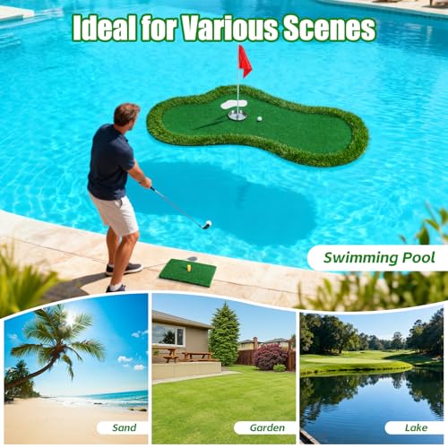 Floating Golf Putting Green for Pool - Portable Water Golf Practice Set