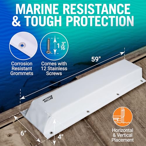 Boat Dock Bumper Guards 6x4 Inch High-Density Foam with 59 Inch Length, Marine Vinyl, Corner & Piling Protection