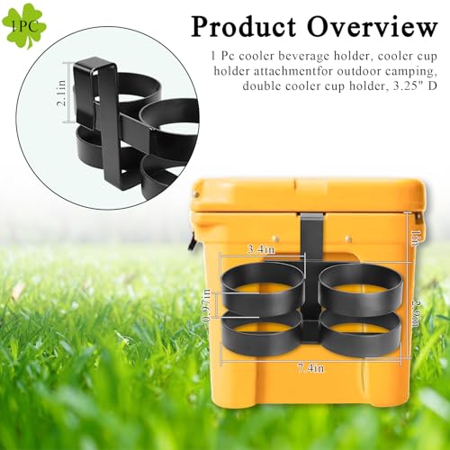 Black Cooler Beverage Holder Fits YETI Tundra & RTIC Coolers - 3.4" D - 1 Pc