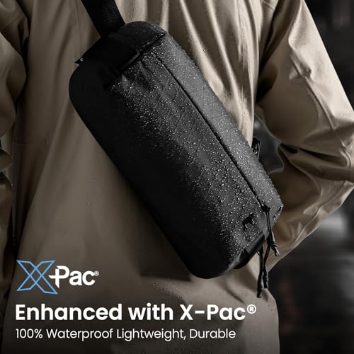 tomtoc Compact EDC Sling Bag 3L-10L with iPad Mini Fit - Black X-Pac Recycled Polyester