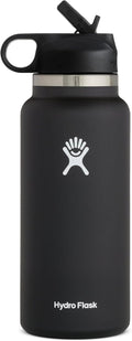 Hydro Flask 32 oz Wide Mouth Water Bottle - Black Straw Lid for Easy Hydration