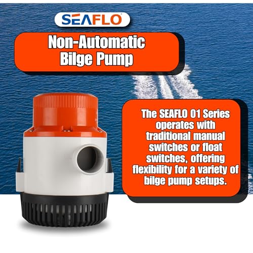 SEAFLO 4700 GPH Bilge Pump 12V Marine Submersible Pump with 2" Outlet & 4-Year Warranty