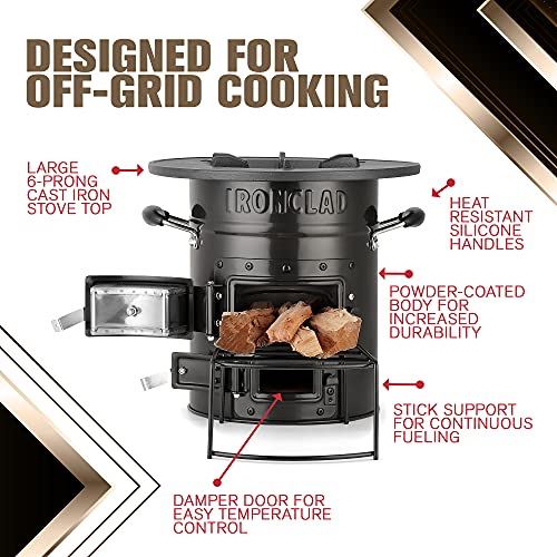 Portable Rocket Stove for Camping & Emergency Cooking – Off-Grid Wood Burning Stove with Carry Bag