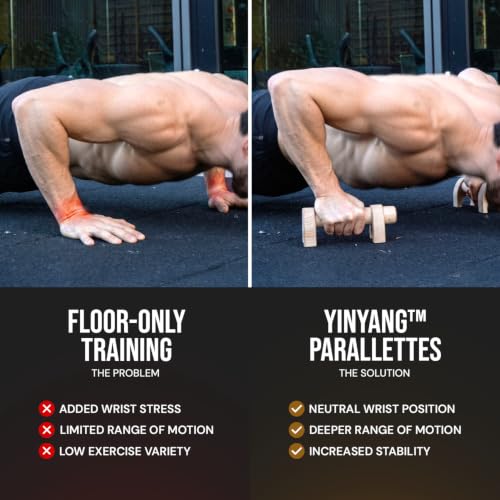 Kensui YinYang Magnetic Wooden Push Up Bars PRO XL - Calisthenics Handles