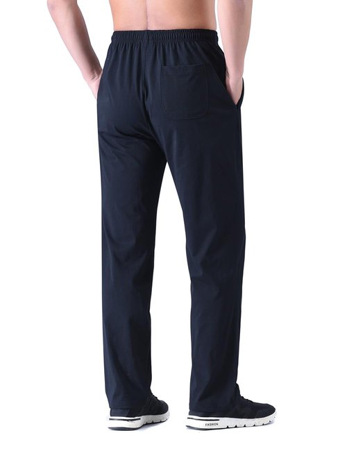 Zoulee Men's Front Zip Open-Bottom Sports Pants Sweatpants Trousers Thin Black 2XL