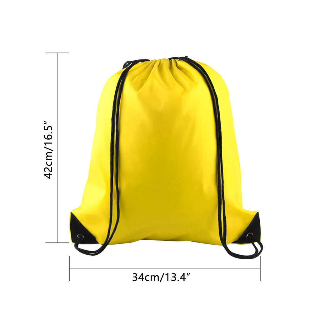 PLULON 25 Pcs Yellow Drawstring Backpack Bags Bulk String Backpack Cinch Sack Pull Sport Gym Backpack Bags for Yoga Traveling Outdoor Sports