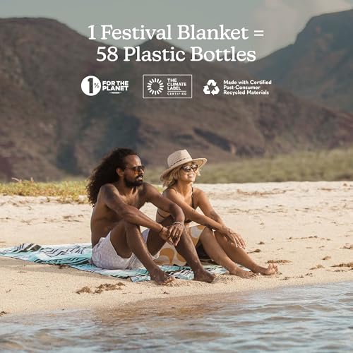 Nomadix Festival Blanket - Barton Blue Picnic & Camping Towel with Water-Resistant Base - 60x72 - Recycled Materials