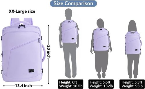 MATEIN Extra Large Purple Backpack - Water Resistant Travel Daypack for Women | Expandable Suitcase for Hiking & Gym