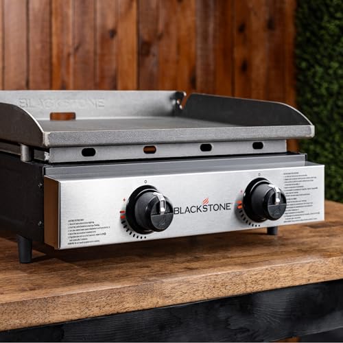 Blackstone 1666 22-Inch Portable Tabletop Gas Griddle 2024 Model with Stainless Steel Faceplate