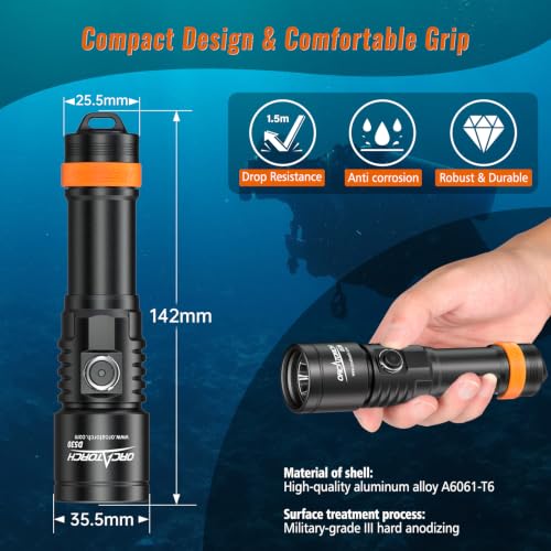 UV Dive Light 395nm Fluorescence Underwater Flashlight for Night Diving – Focused UV Beam, Safety Lock, Marine Inspection