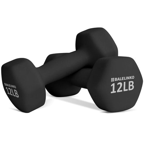 Balelinko Home Gym Equipment Workouts Strength Training Weight Loss Pilates Weights Yoga Sets Weights for Women, Men, Seniors and Youth, 12LB Black, Pair
