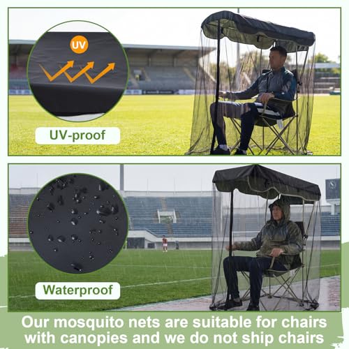 Yahenda Mosquito Net for Canopy Chair - Waterproof Mesh Cover with Zipper, 63" H