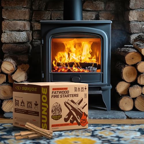 Sun Joe 40 lb Fatwood Fire Starter Sticks - All-Natural Pine for Indoor & Outdoor Fires