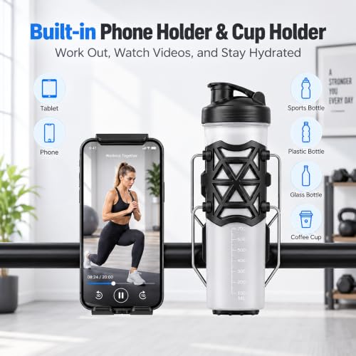 Walking Pad Handle Bar with Cup & Phone Holder - Adjustable Fitness Support