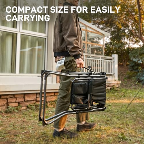 Ever Advanced 30.7-Inch Tall Portable Camping Directors Chair with Side Table & Pockets, Black Grey