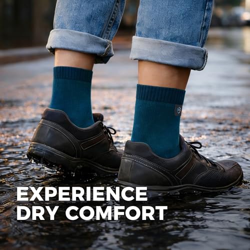 DexShell Waterproof Everyday Socks for Men & Women – Breathable Quarter Crew Socks for Walking, Commuting & All-Weather Comfort – SNB Blue, X Large