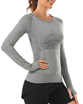 Stelle Women's Seamless Long Sleeve Workout Top - Small Grey Activewear