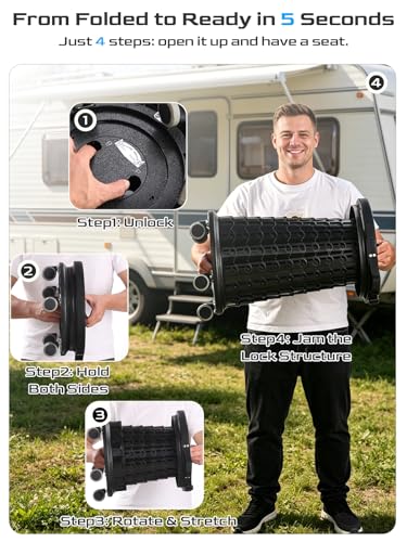 Spisces 24" Height 3XL Collapsible Rolling Stool with Cushion - Heavy Duty 1000lbs
