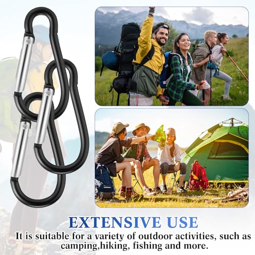Black Aluminum Keychain Clips with Keyrings Bulk 100 Pcs for Camping Hiking Outdoor