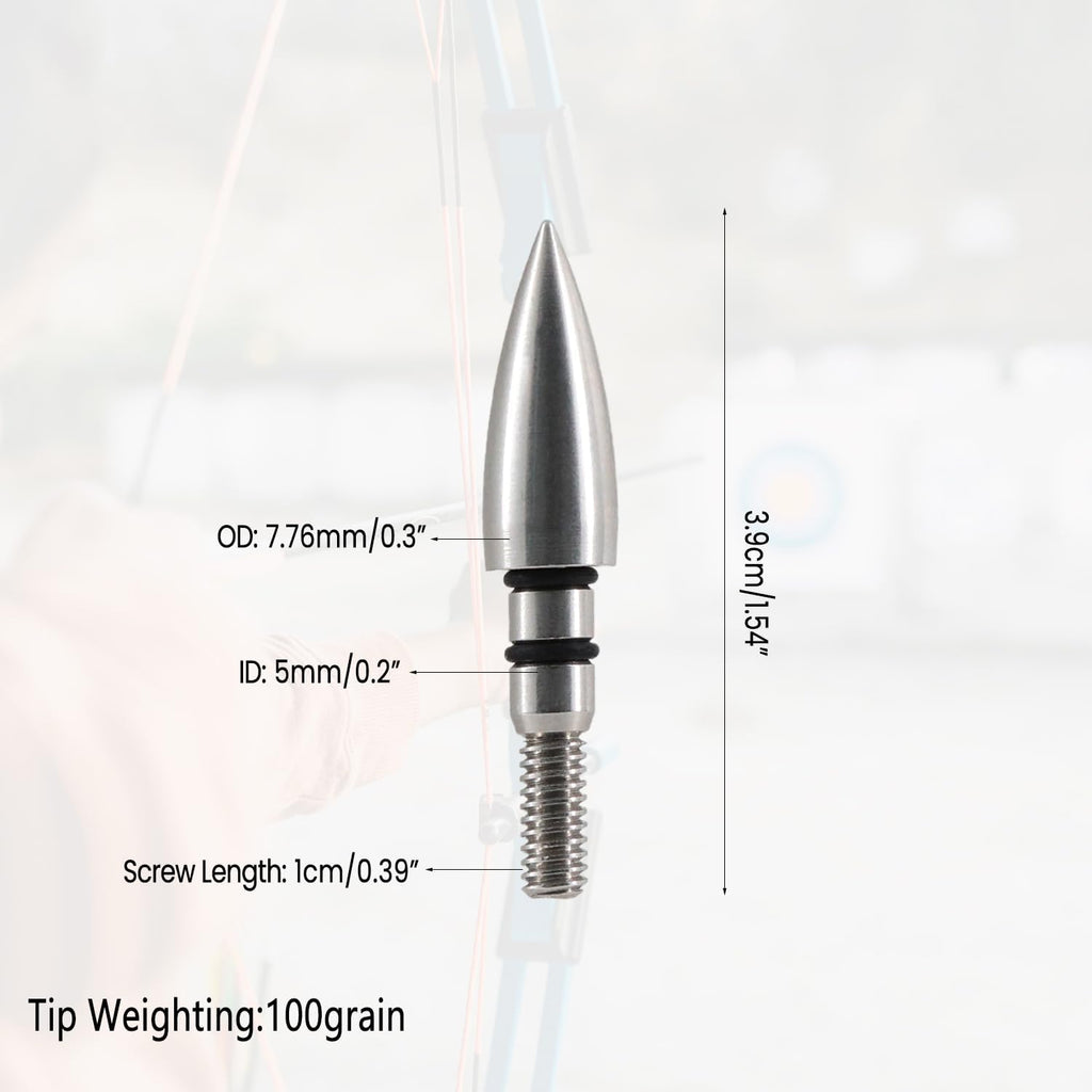 Skiennix Archery Field Points - 25 Pcs 100/125 Grain Stainless Steel Arrow Tips with Case for Target Practice