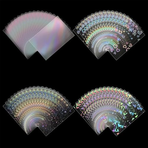 200pcs Holographic Card Sleeves 66x91mm for Trading Cards & Collectibles Front Holographic Back Clear - Variation of THIS listing