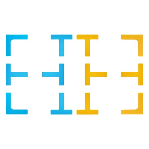 Eco Walker Court Lines Marker Kit Throw Down Markers Create Your Own Mini Pickleball Tennis Court (Blue-Yellow)