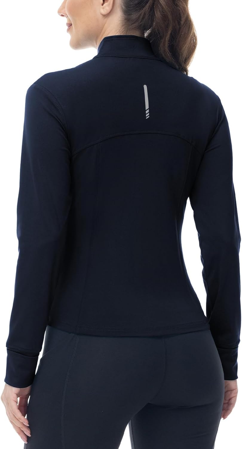BGOWATU Women's Lightweight Workout Jacket - Zip-Up Athletic Jacket with Thumb Holes for Comfort