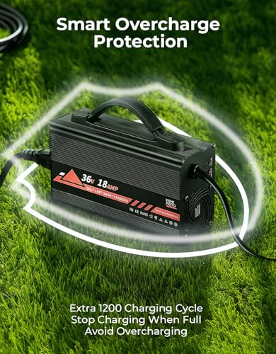 KEMIMOTO 36V Golf Cart Battery Charger for EZGO TXT TXTE PDS Shuttle, 18A, Overcharge Protection, 4-6H Fast Full Charge, 16ft D-Plug