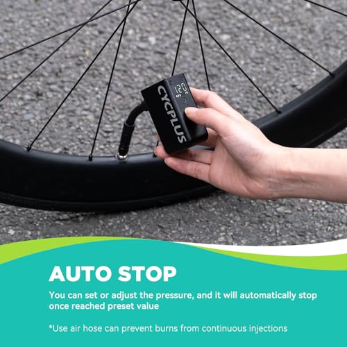 Portable Electric Bike Pump, Compact Inflator with Auto Shut-off for Bicycle, E-Bike, Mountain & Road Bikes