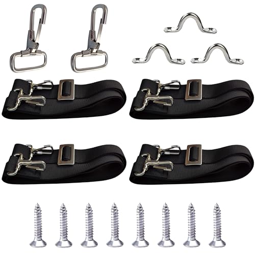 Adjustable Marine Bimini Top Straps - Stainless Steel Tie Down Webbing for Boat Cover